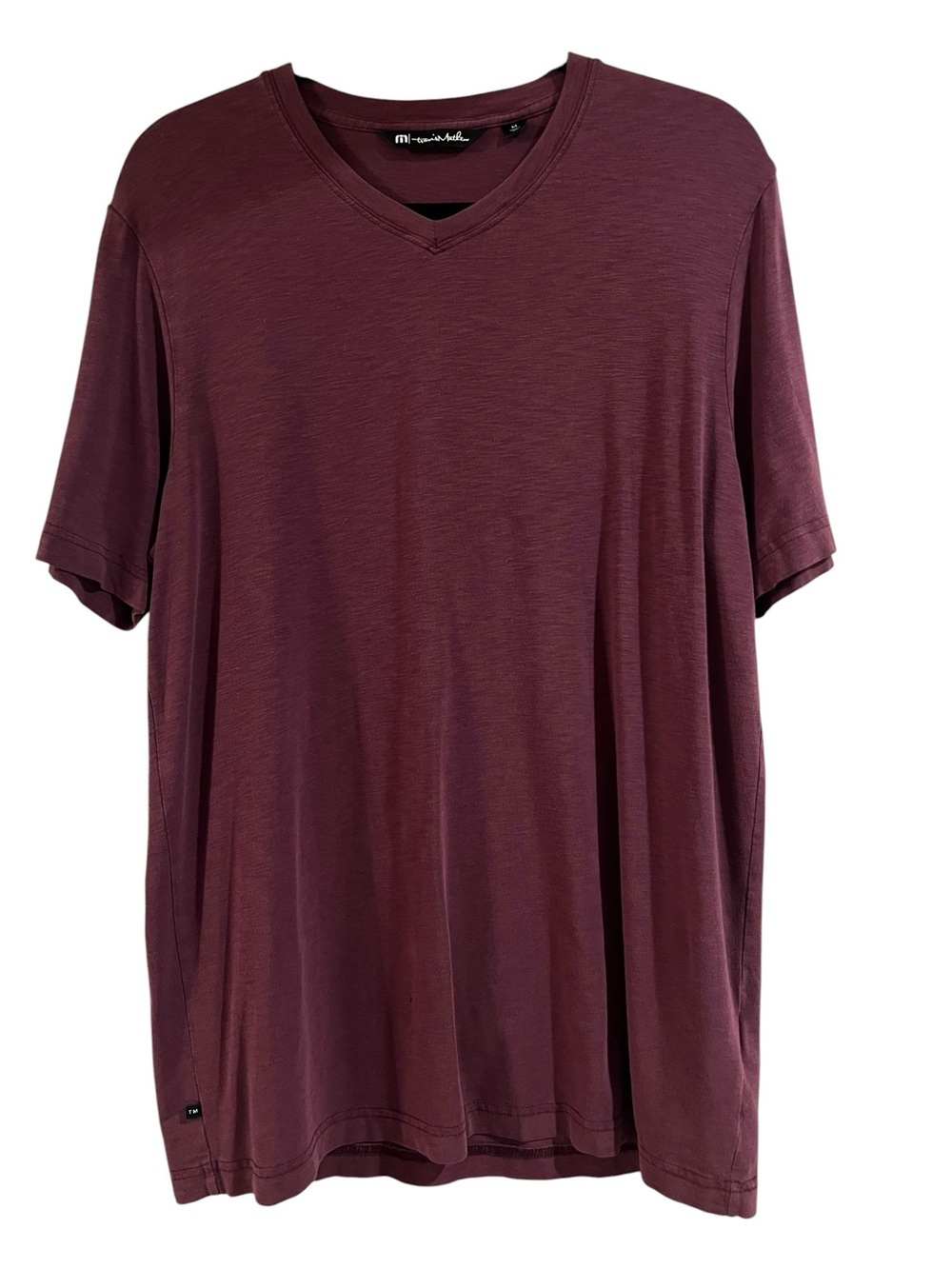 Travis Matthew Prima Cotton V-Neck Short Sleeve Burgundy Casual Tee Shirt-M